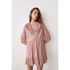 NWT Zara EMBROIDERED LAPEL DRESS